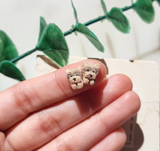 cute tiny Yorkie stud earrings