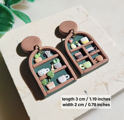 Pendientes con forma de estante para plantas • Pendientes novedosos • Pendientes divertidos y bonitos • Pendientes llamativos • Regalos suculentos para ella • Joyas únicas hechas a mano