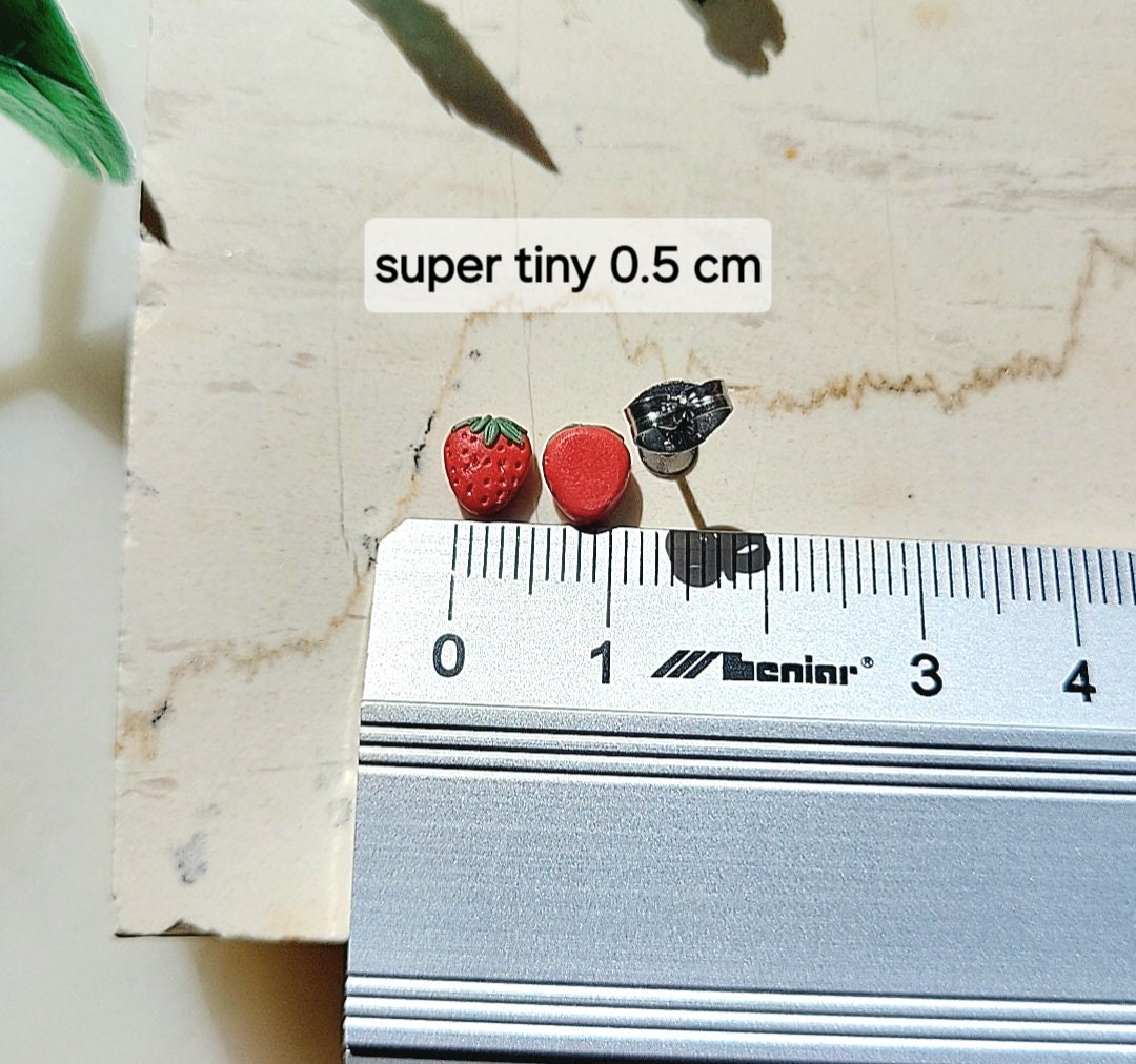 Tiny Strawberry Stud Earrings 5 mm