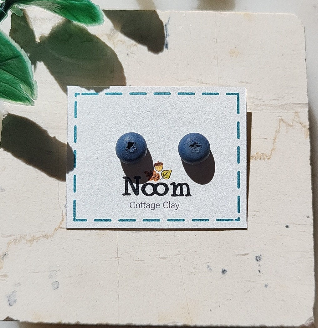 Tiny Blueberry Stud Earrings 6 mm • Cute Handmade Fruit Jewelry