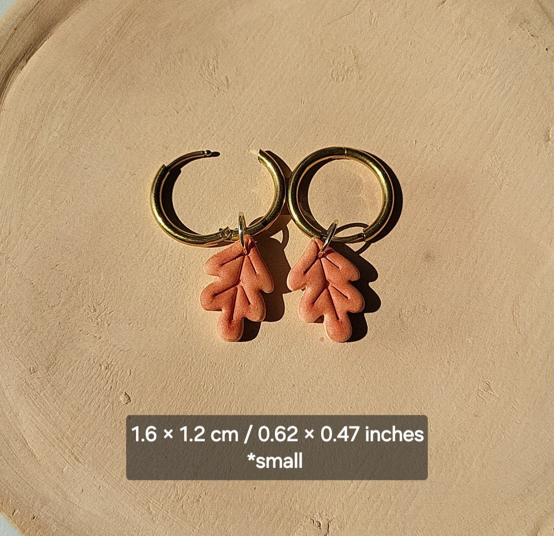 orange oak leaf earrings