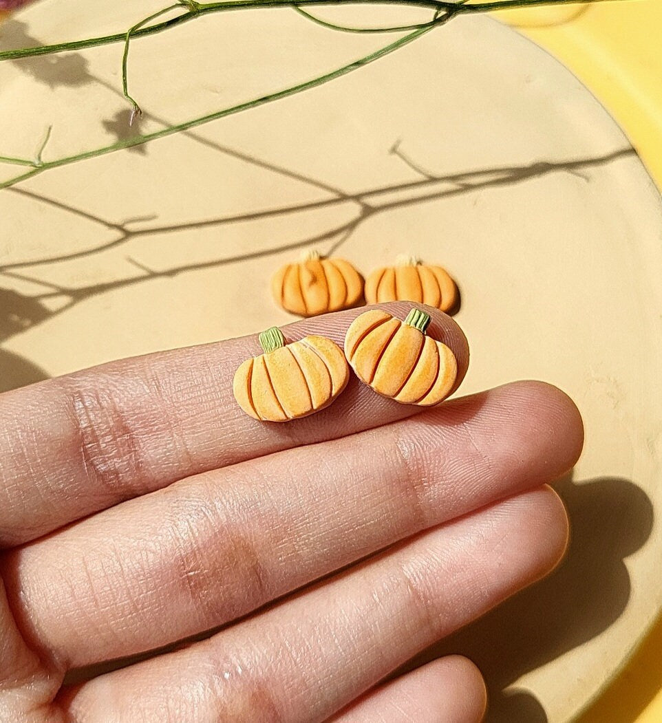 Pumpkin Stud Earrings • Cute And and Fun • Gift For Her • Polymer clay jewelry • Fall Autumn • Halloween