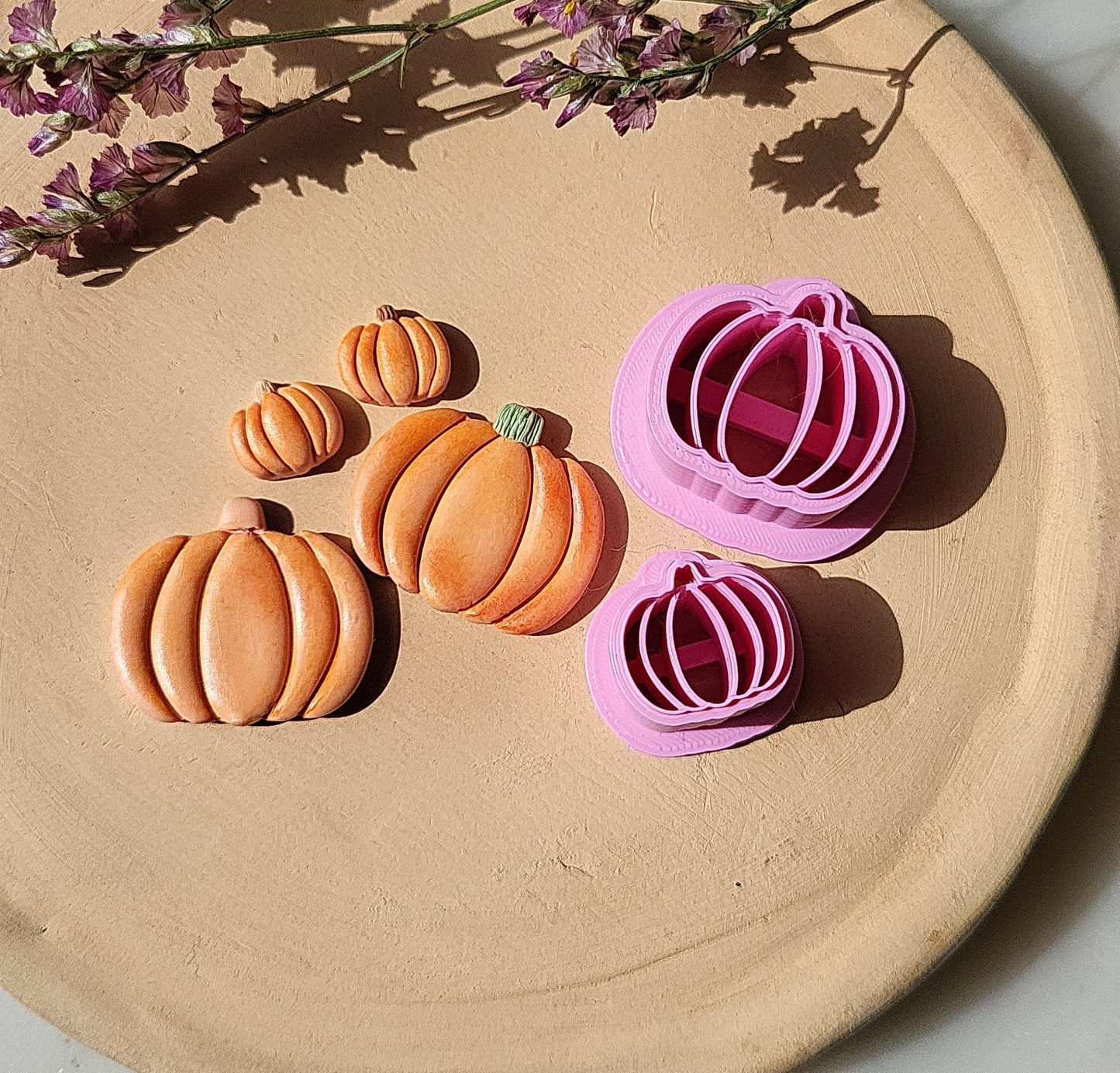 Pumpkin Polymer Clay Cutter • Cute Halloween Clay Cutter • Embossed Fall 3D Printed Cookie Cutter • 1/2 inches • 2.5 cm • Multiple Sizes