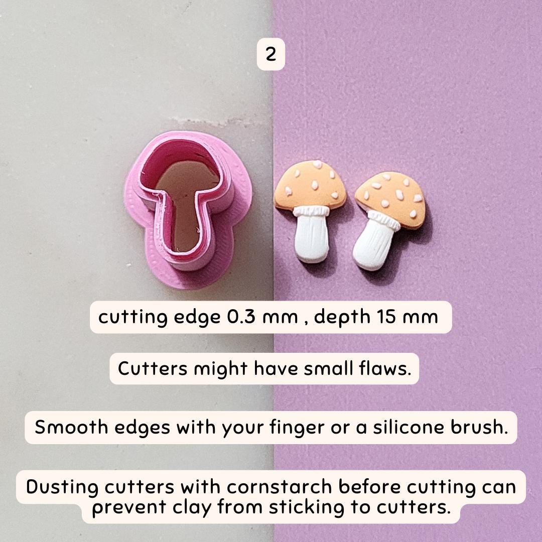 Mushroom Polymer Clay Cutter • Cute Fall Embossed Clay Stud Earrings Cutter • Autumn • 1/2 inches •  Sharp Clay Cutter • Multiple Sizes