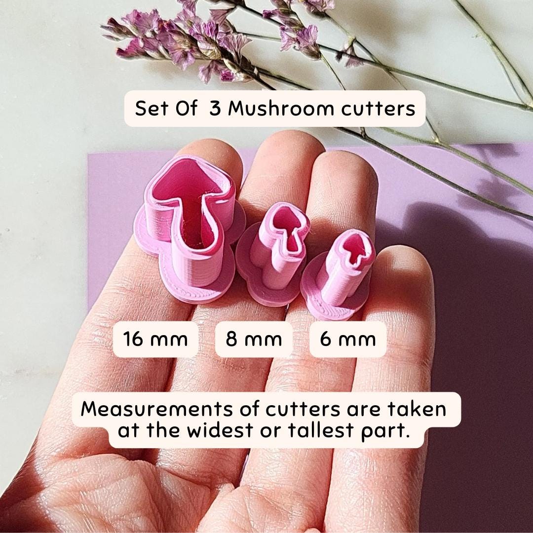 Mushroom Clay Cutter Set Of 3 • Micro Small Mini Clay Cutter • Cute Fall Autumn Polymer Clay Cutters