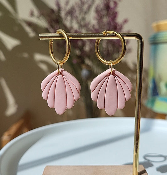 minimalist pink leaf earrings 