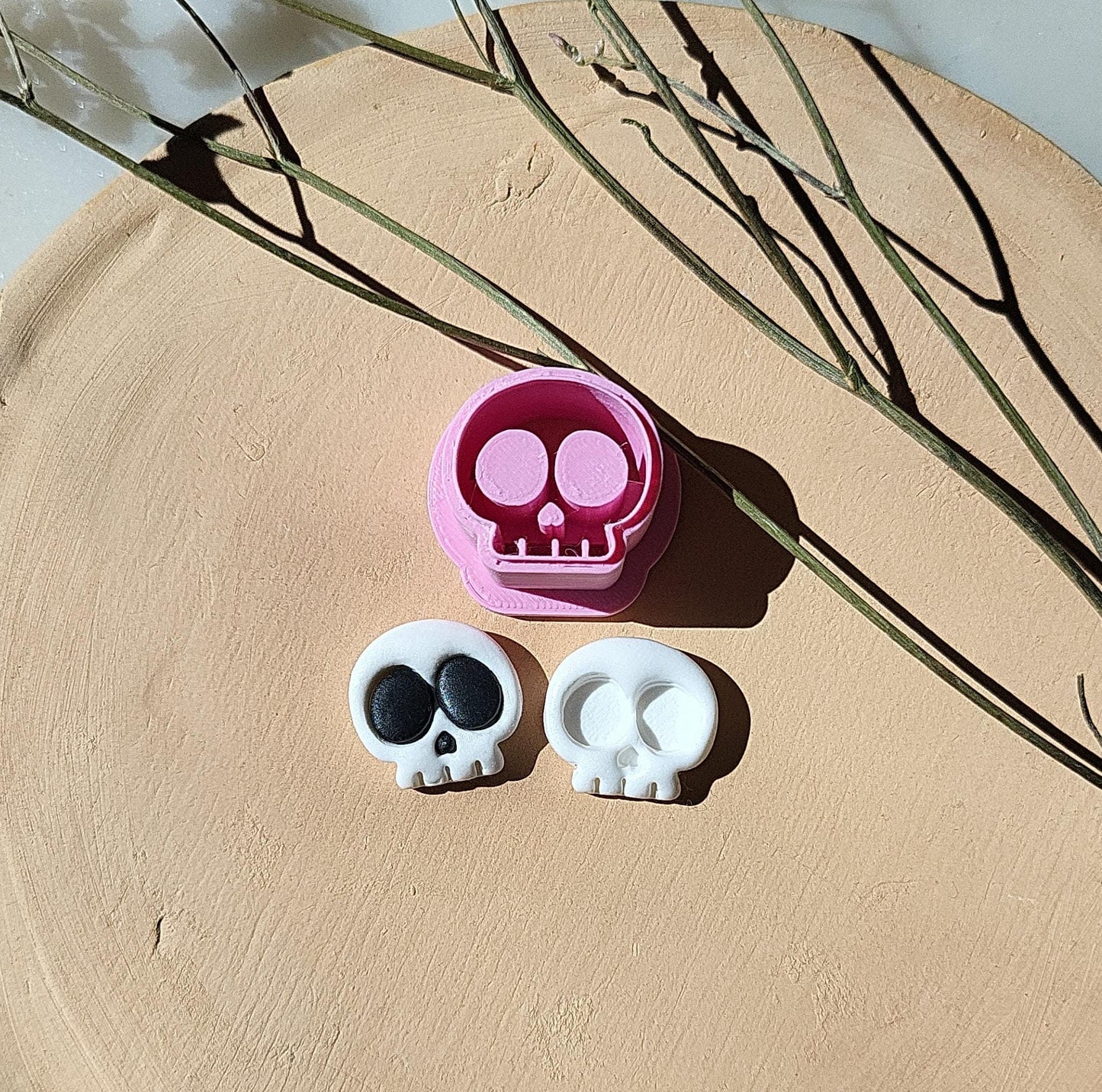 Skull Polymer Clay Cutter • Spooky Halloween • Autumn Fall Embossed Clay Cutter • 1/2 inches • Sharp Clay Cutter • Multiple Sizes