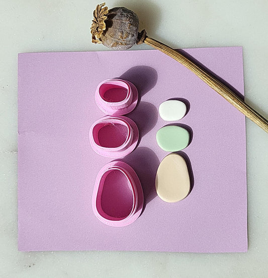 Cute Pebble Clay Cutter Set Of 3 • Asymmetrical Shape • Sharp Polymer Clay Clay Cutters • 3D Printed PLA