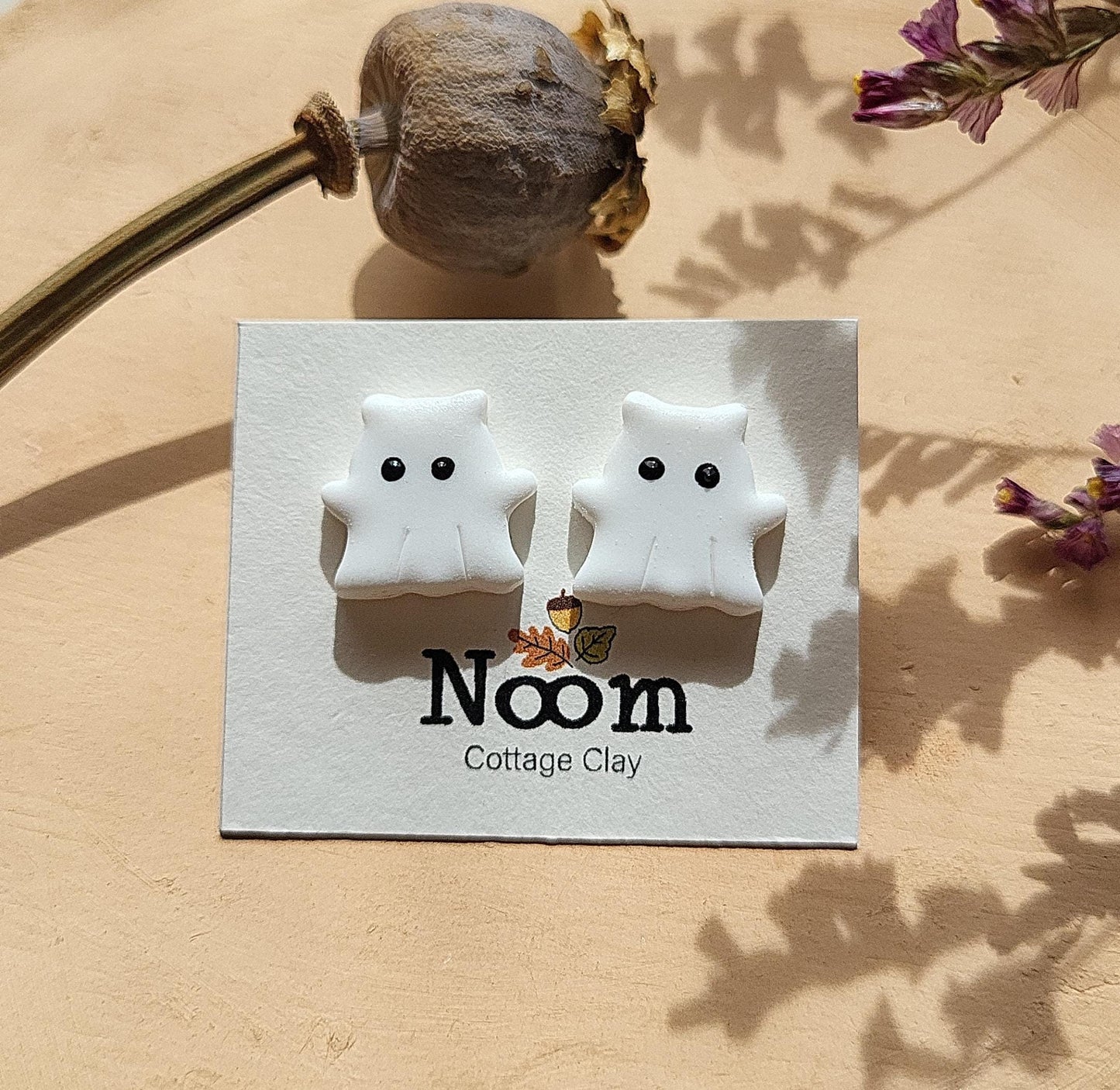 cute cat ghost stud earrings