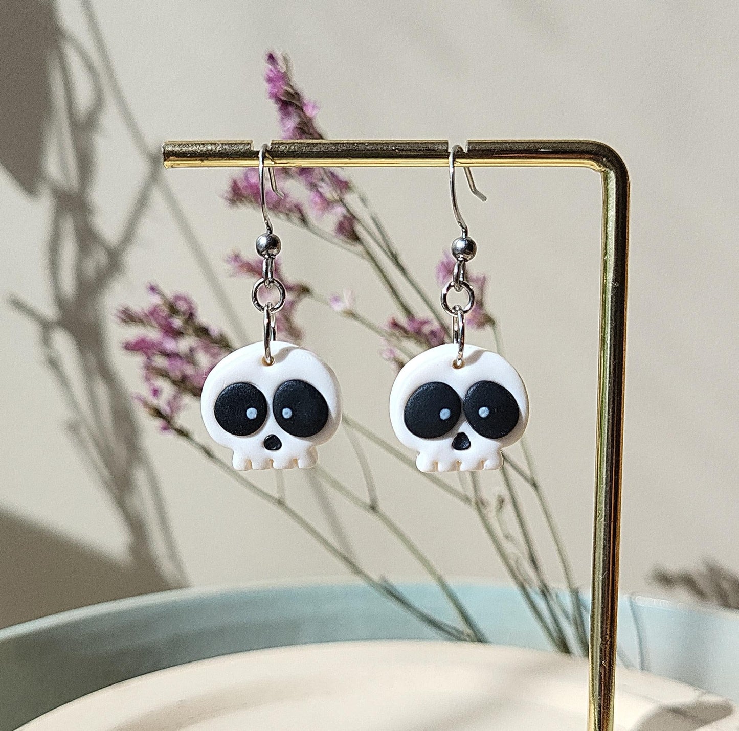 Small Skull Earrings Spooky Cute Skeleton Handmade Jewelry Halloween Earrings