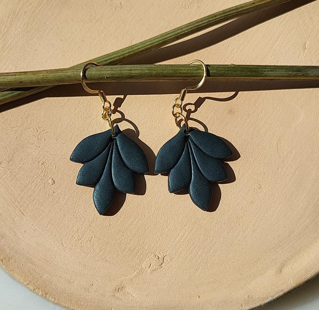 Minimalist Black Leaf Earrings