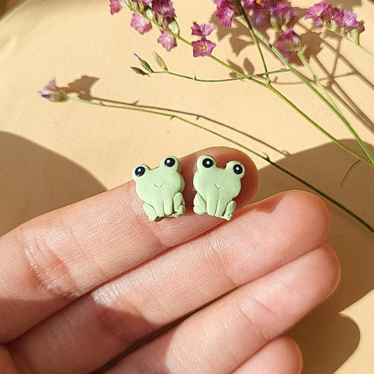 Cute Frog Earrings, Kawaii Earrings, Cottagecore, Polymer Clay Jewelry, Quirky And Fun, Frog Lover Gift For Her