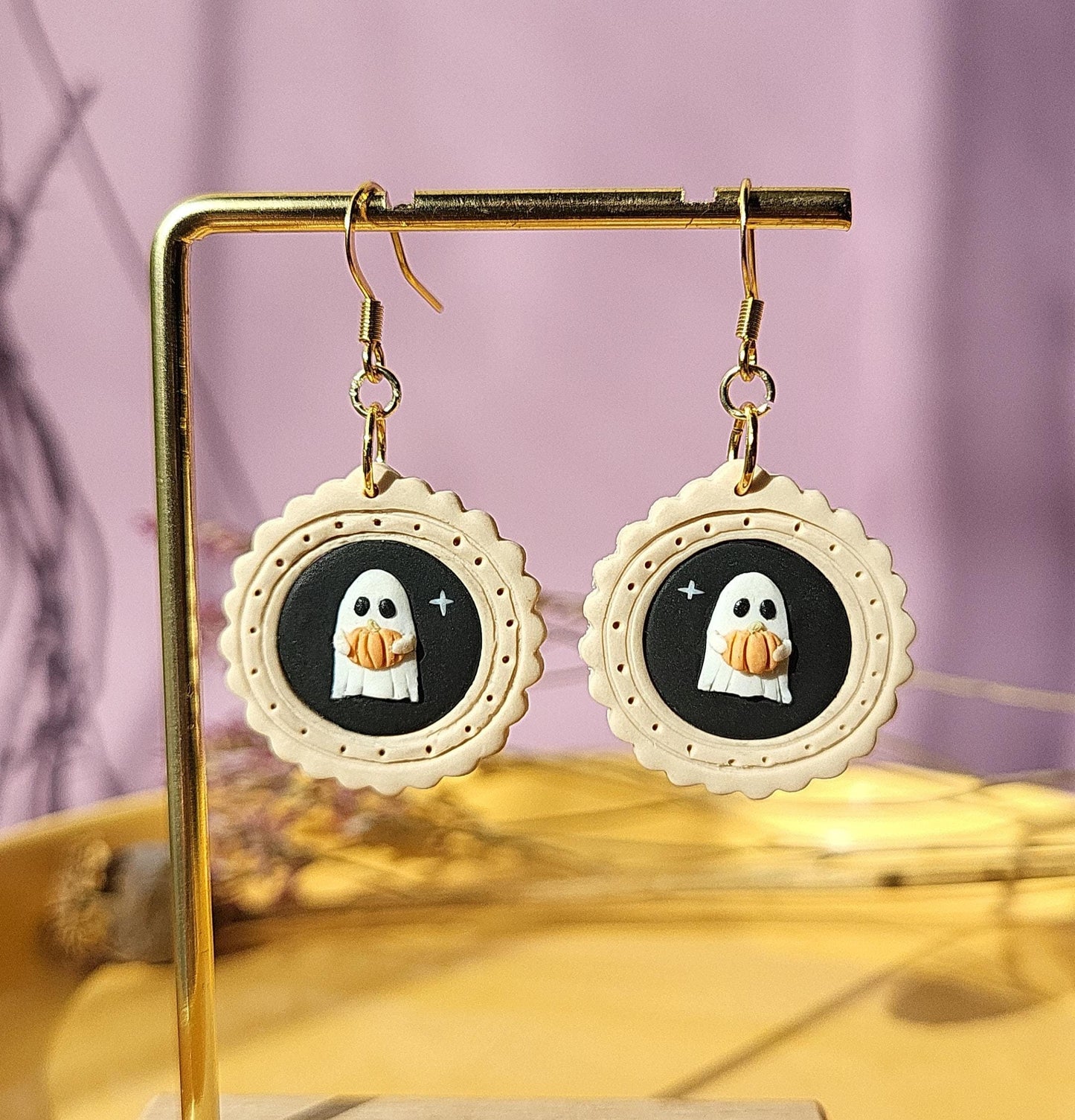 Halloween Ghost Earrings Spooky Cute Fun Earrings Autumn Fall Pumpkin Polymer Clay Halloween Party Accessories