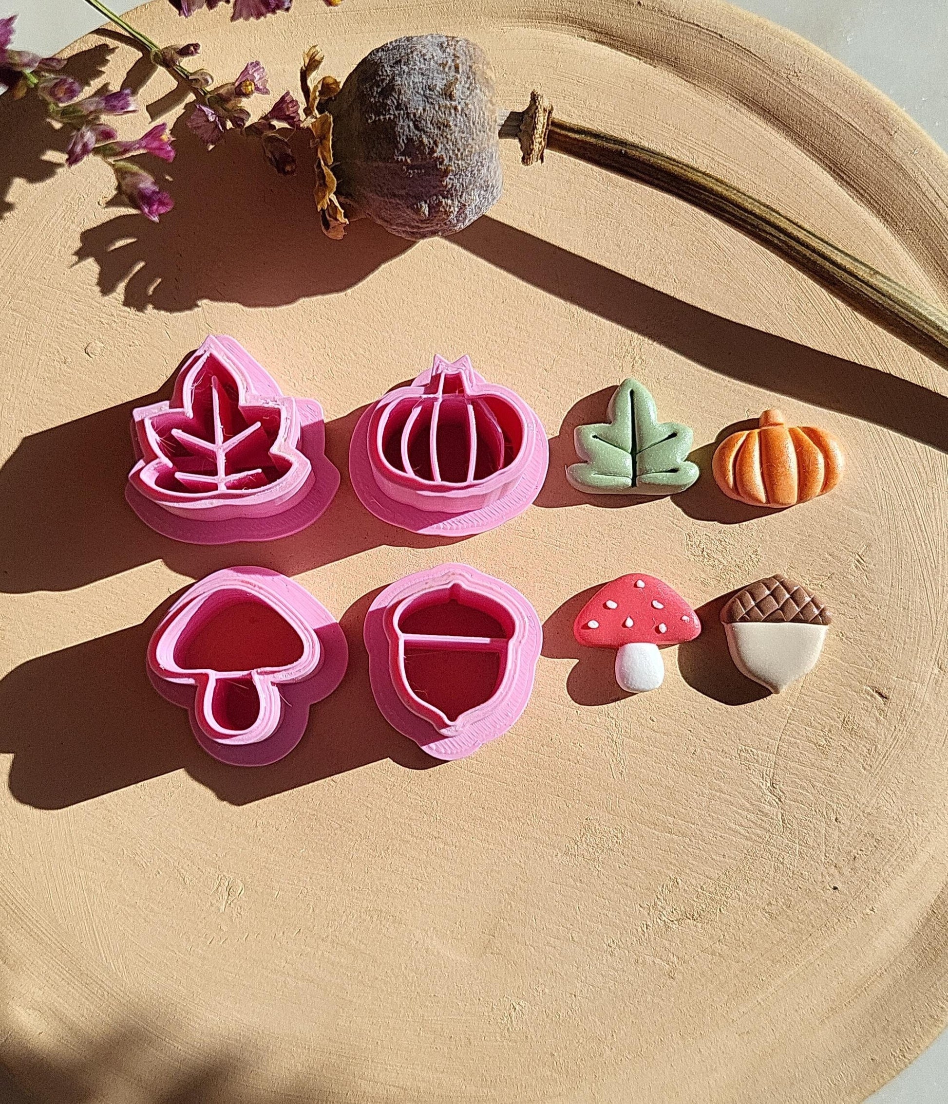 cute fall leaf polymer clay stud earrings cutter set