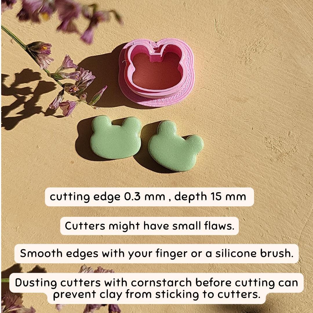 Frog Polymer Clay Cutter • Cute Animal 3D Printed Cookie Cutter • 1/2 inches • 2.5 cm • Multiple Sizes