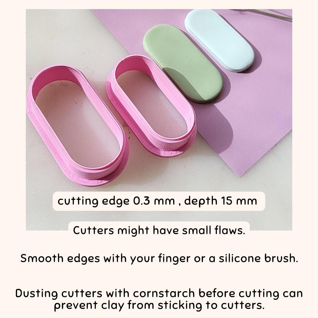 Rounded Rectangle Polymer Clay Cutter • Basic Geometric Shape Cutter • 1/2 inches • 2.5 cm • Sharp Clay Cutter • Multiple Sizes