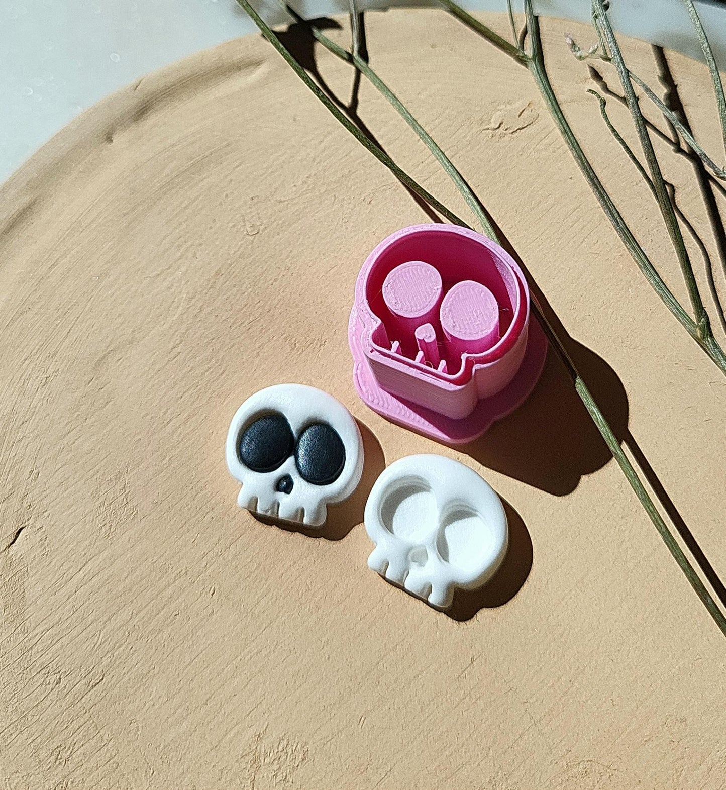 Skull Polymer Clay Cutter • Spooky Halloween • Autumn Fall Embossed Clay Cutter • 1/2 inches • Sharp Clay Cutter • Multiple Sizes