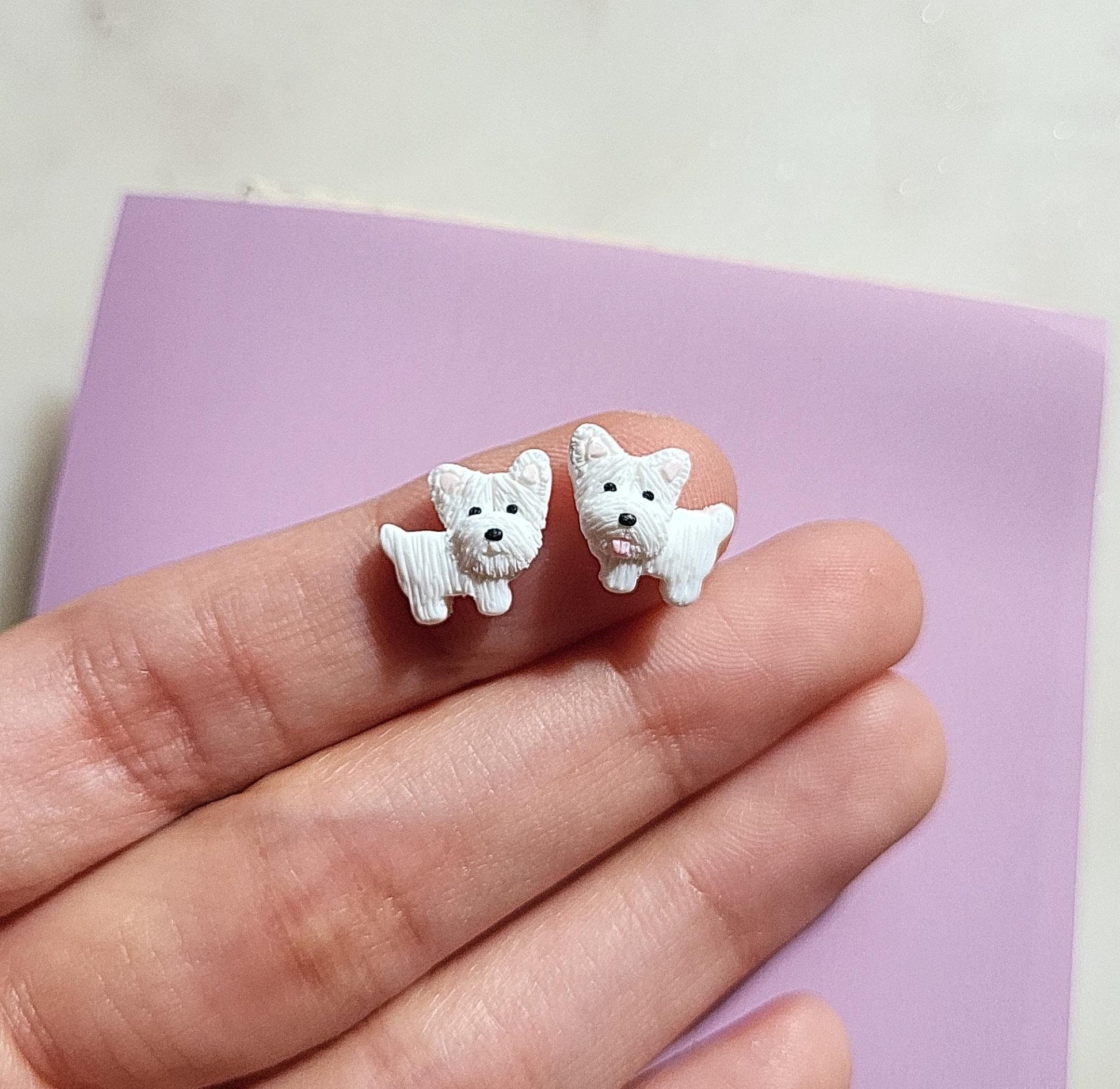 Westie stud earrings