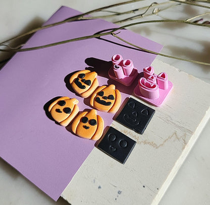 Cortador de arcilla con forma de Jack O'Lantern • Cortador de arcilla con forma de calabaza de Halloween en relieve • 1/2 pulgada • 2 cm • Cortador de arcilla afilado • Otoño • Otoño