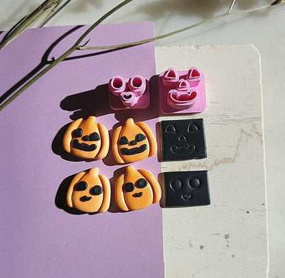 Cortador de arcilla con forma de Jack O'Lantern • Cortador de arcilla con forma de calabaza de Halloween en relieve • 1/2 pulgada • 2 cm • Cortador de arcilla afilado • Otoño • Otoño