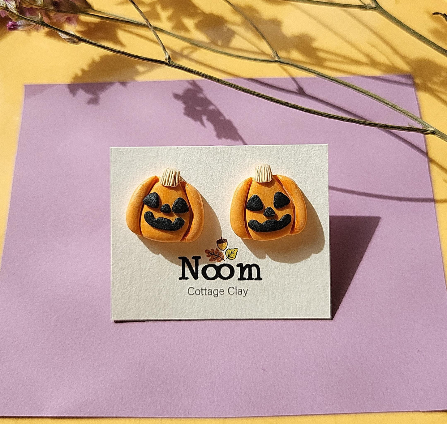 Jack o' Lantern Stud Earrings Spooky Halloween Pumpkin Earrings Cute Fun Gift For Her  Fall Autumn Polymer Clay jewelry