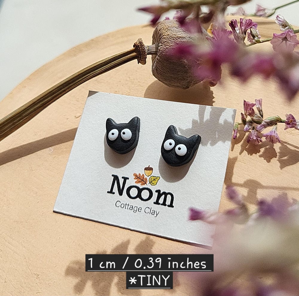 Boucles d'oreilles puces chat noir amusant | Bijoux Halloween | Cadeaux pour amoureuse des chats