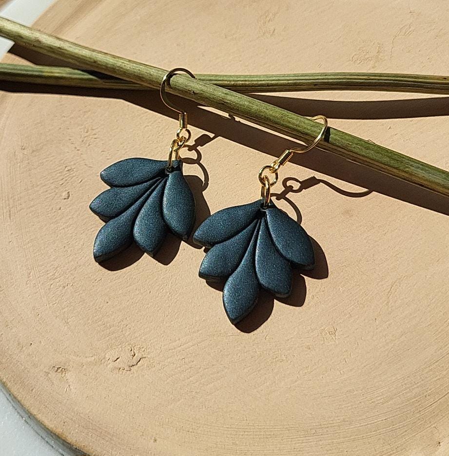 Minimalist Black Leaf Earrings