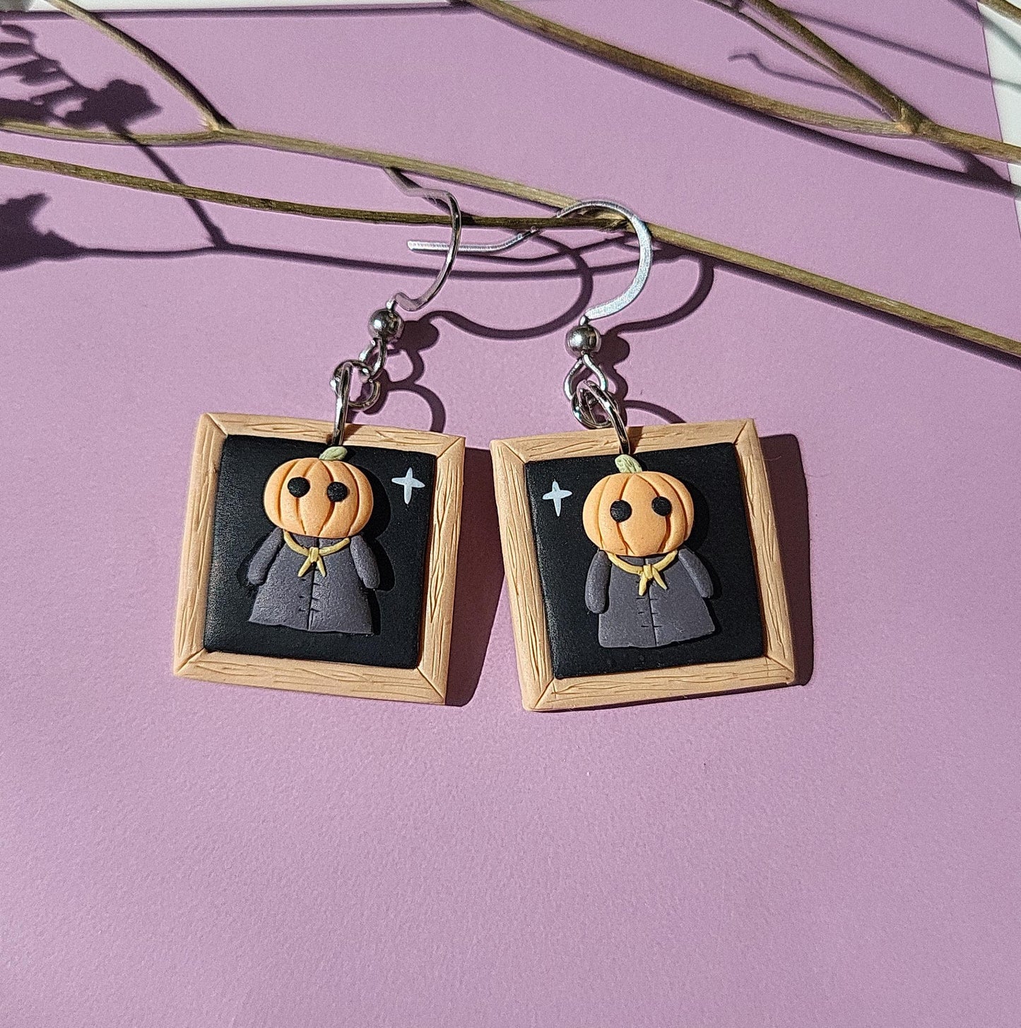 Halloween Pumpkin Head Earrings Jack O Lantern Earrings Spooky Polymer Clay Jewelry Autumn Fall Earrings Quirky Cute Gift For Her