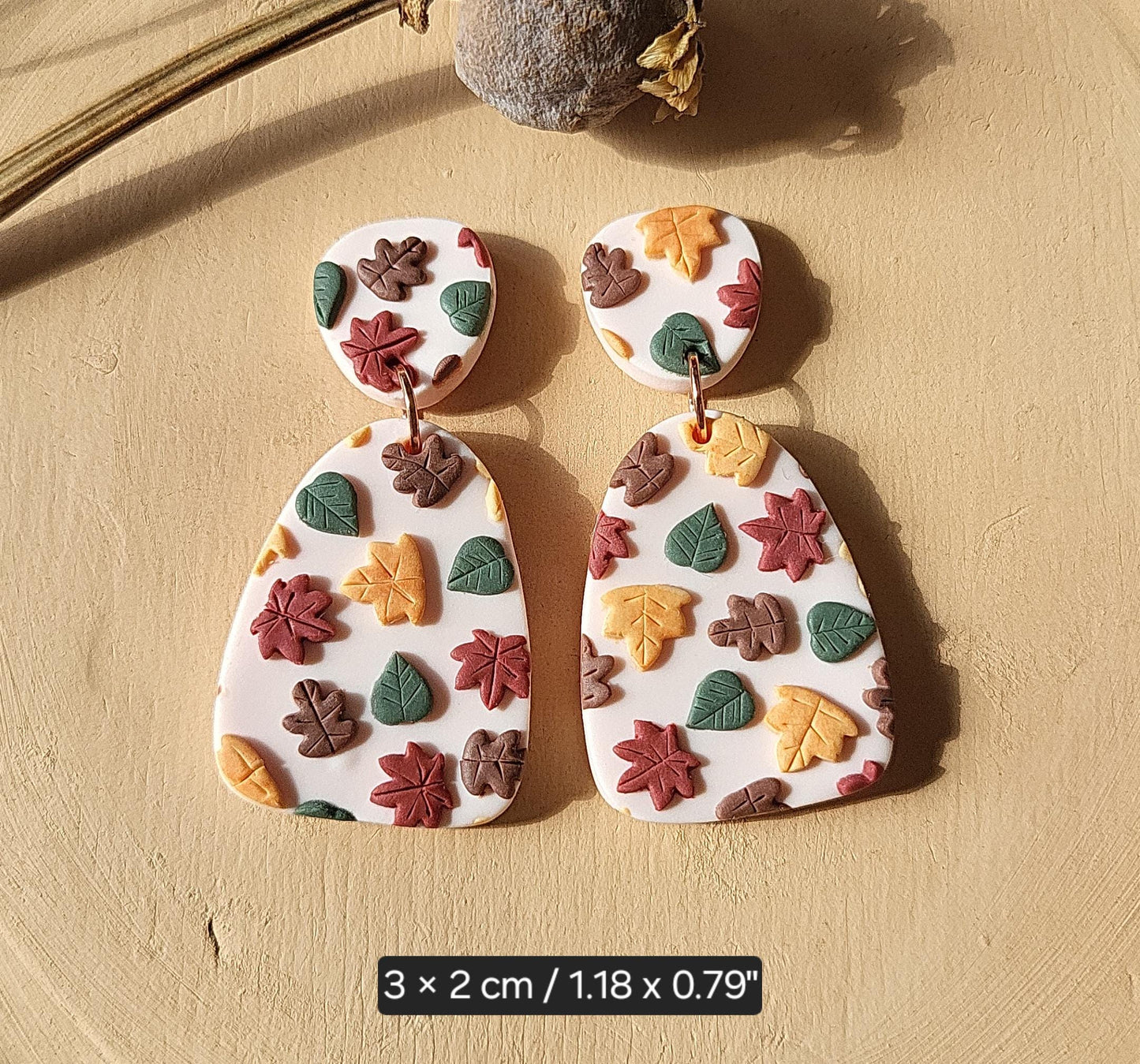 fall leaf clay earrings