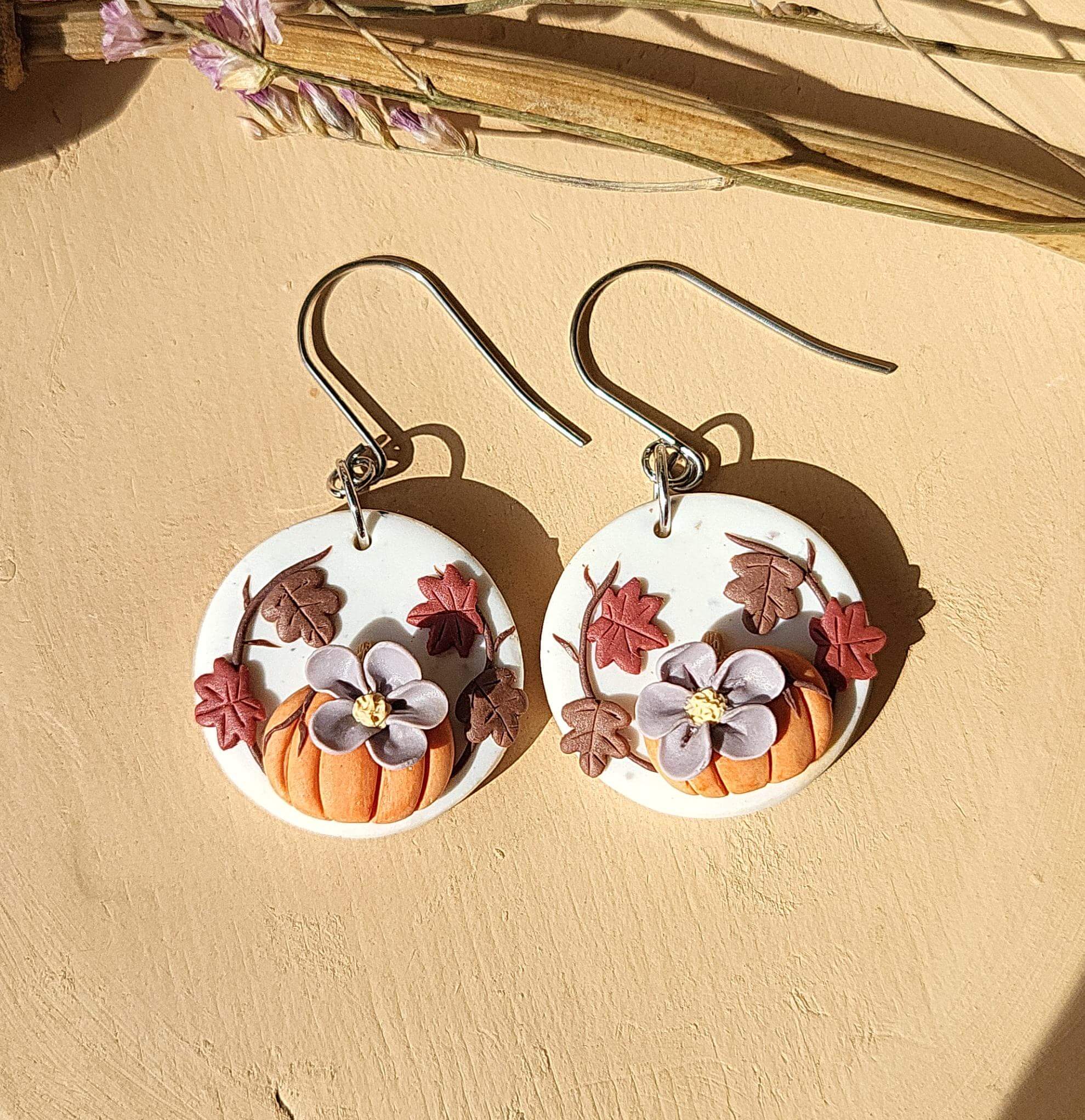 Pumpkin Fall Earrings - Polymer Clay Earrings