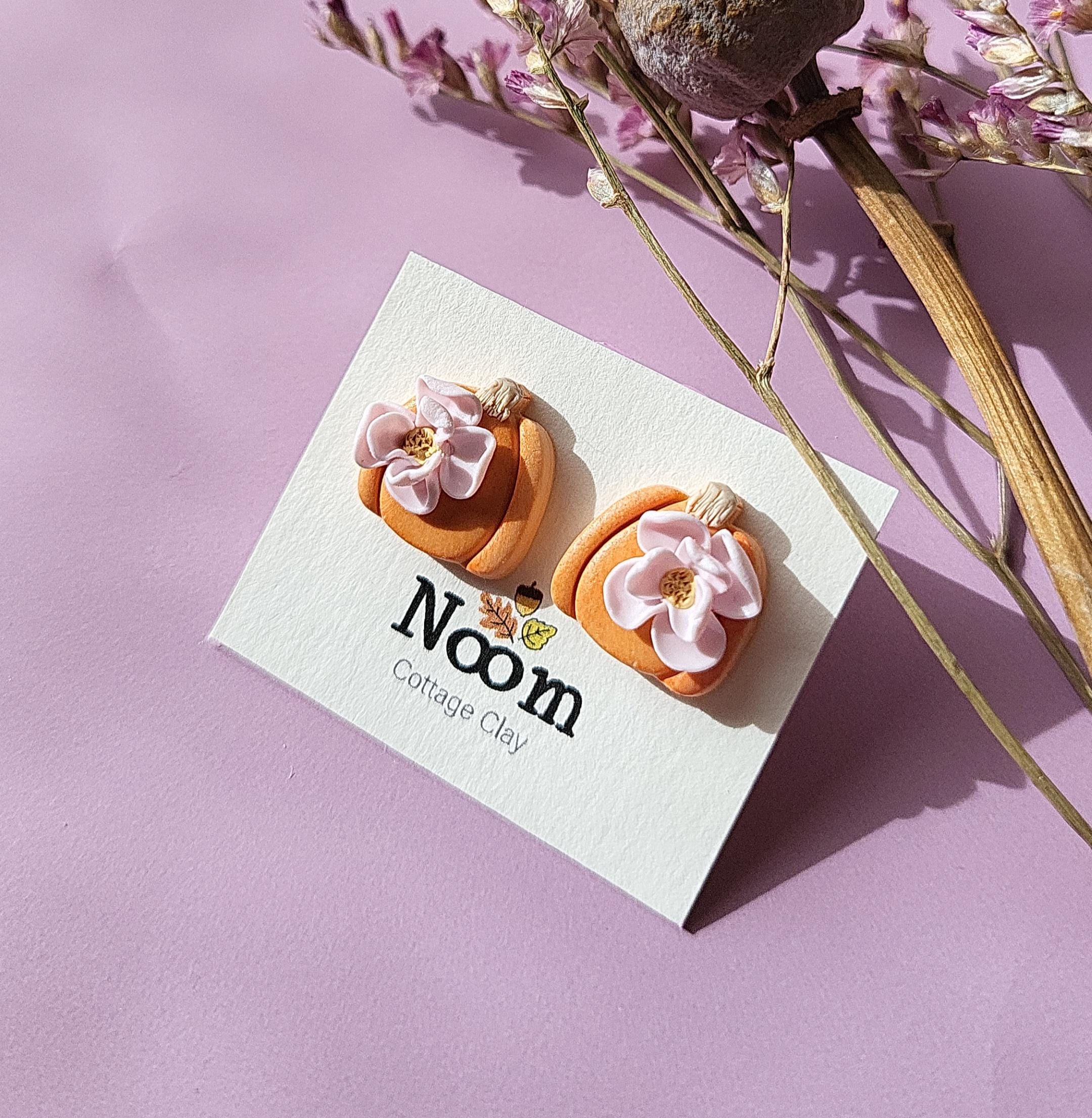 Pumpkin Stud Earrings Flower Clay Earrings