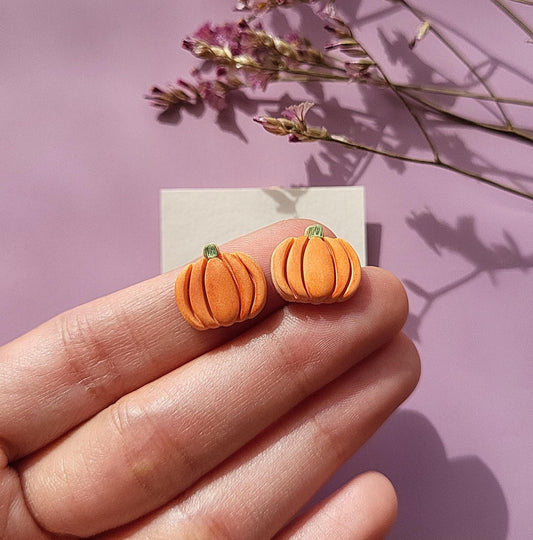 Pumpkin Stud Earrings Fall Clay Earrings Autumn jewelry Handmade Jewellery