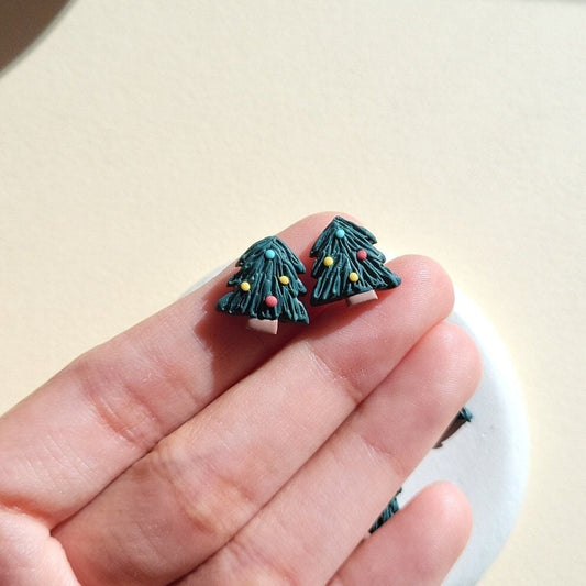 Christmas tree stud earrings