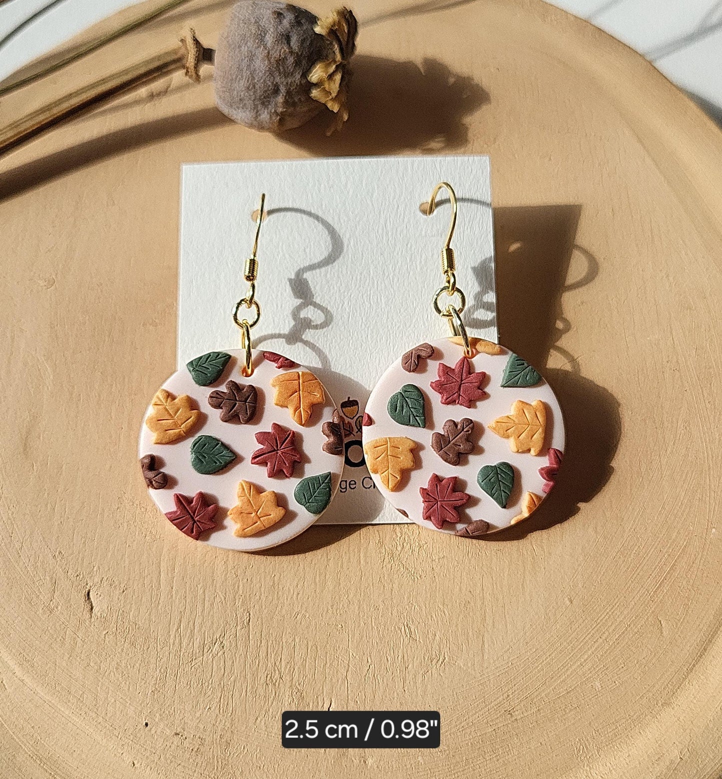 Autumn Leaf Earrings Fall Clay Earrings Boho Handmade Polymer Clay Jewelry Gift For Mom