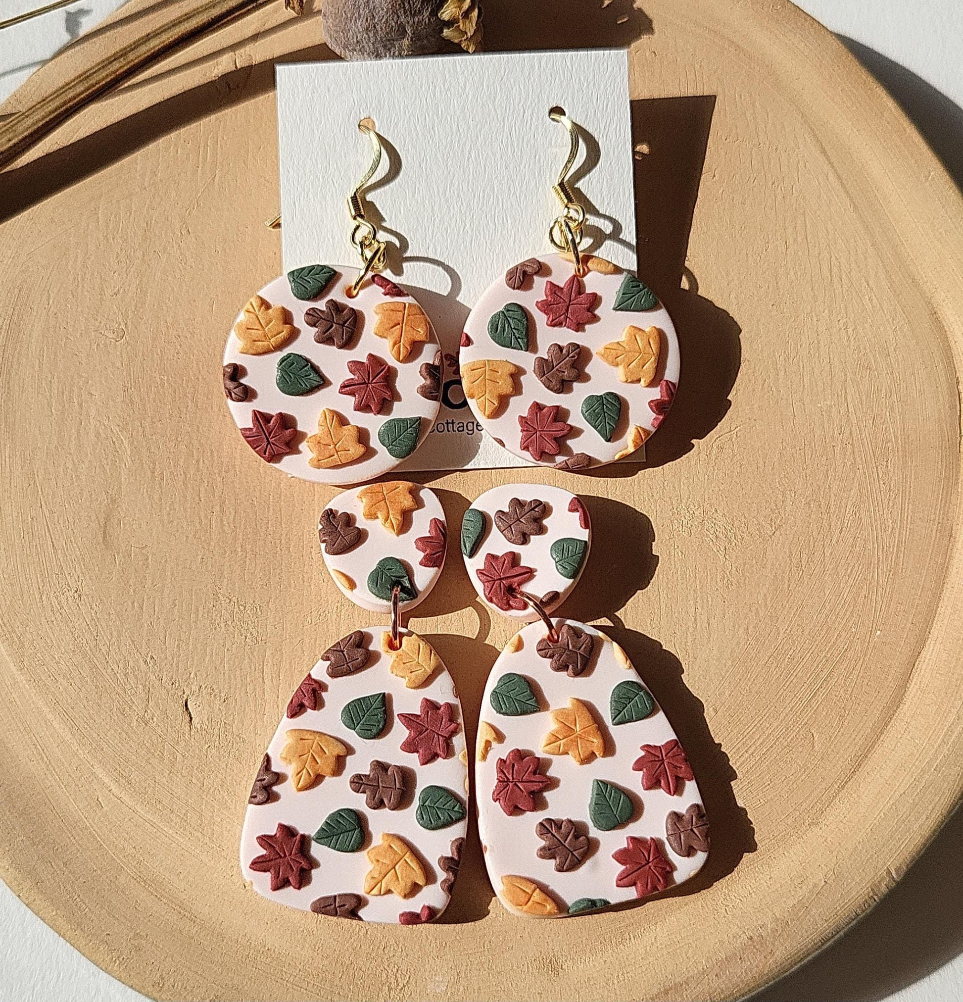 Autumn leaf polymer clay earrings