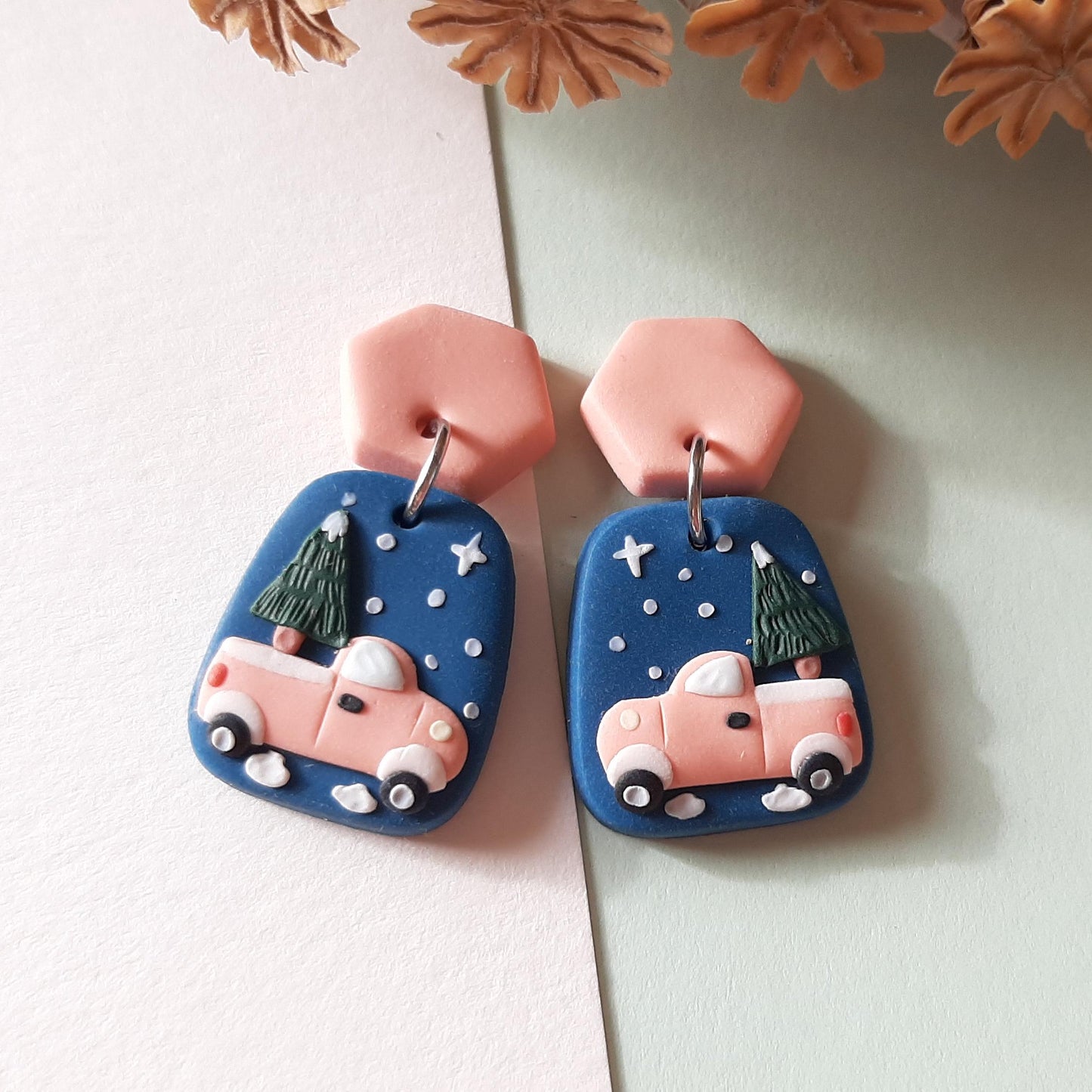 Christmas truck earrings