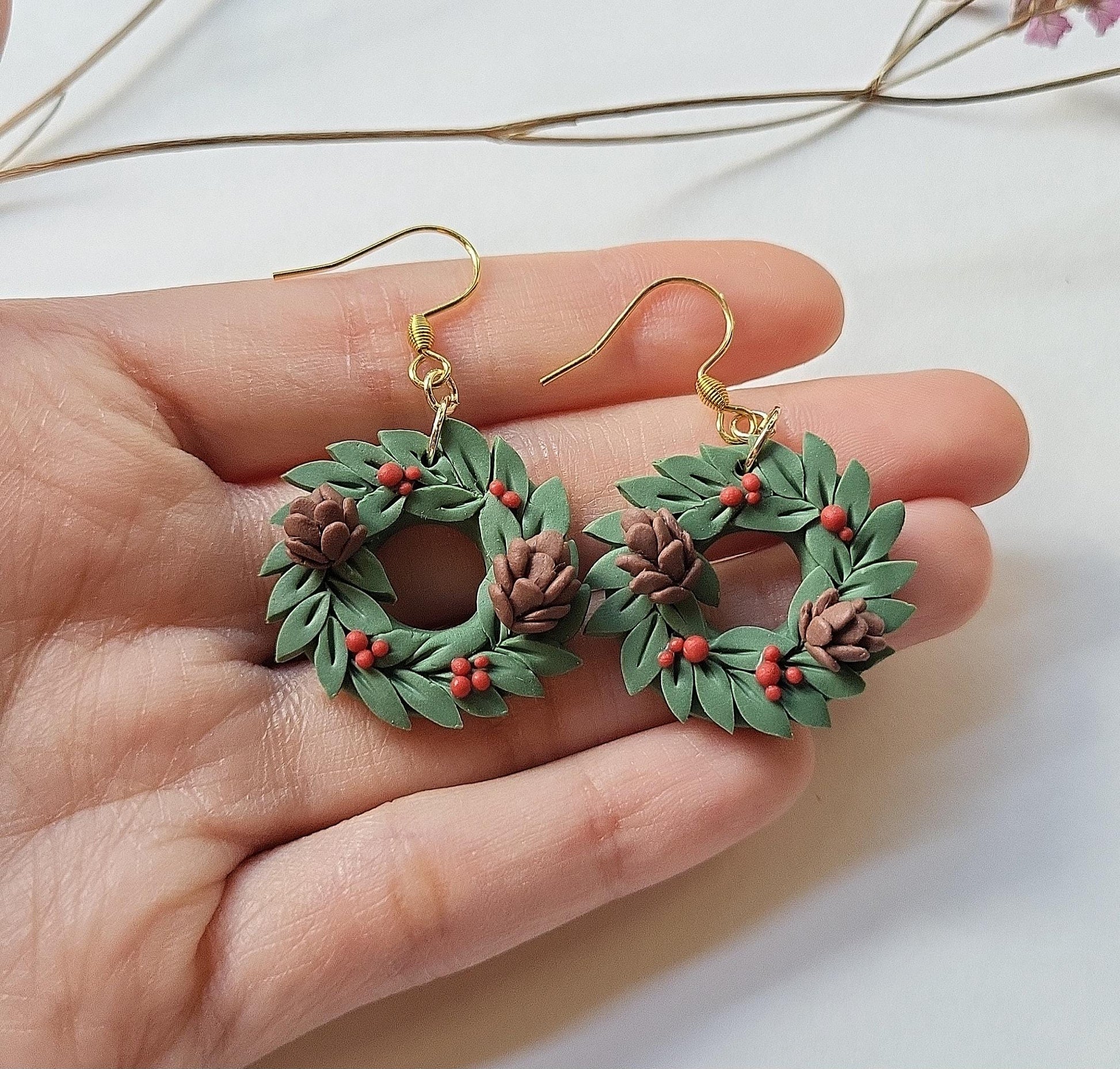 polymer clay earrings Christmas