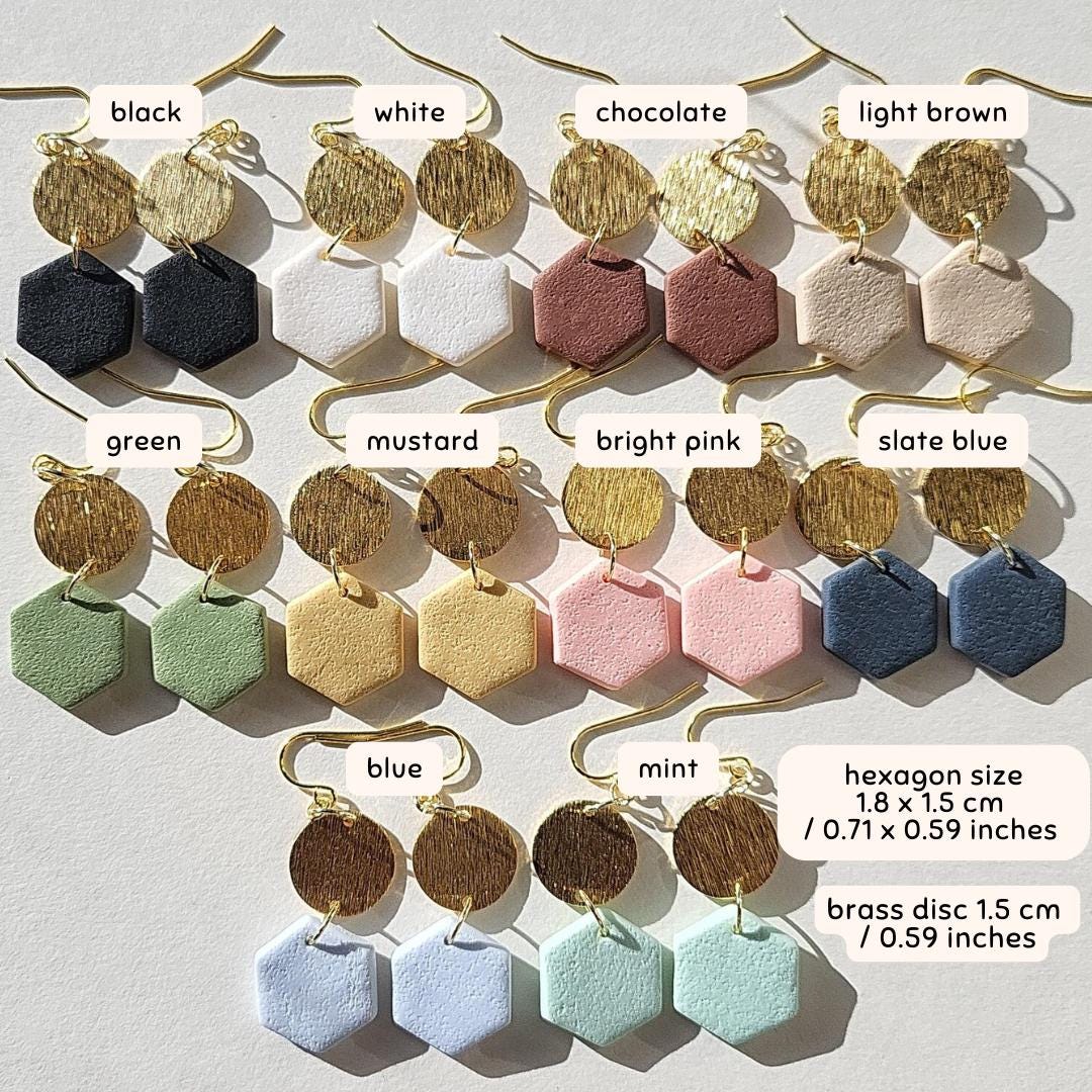 minimalist clay earrings in pastel colors and earthy tone colors