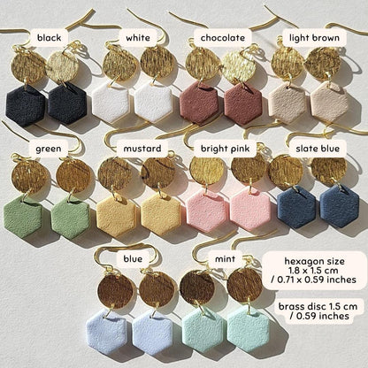minimalist clay earrings in pastel colors and earthy tone colors
