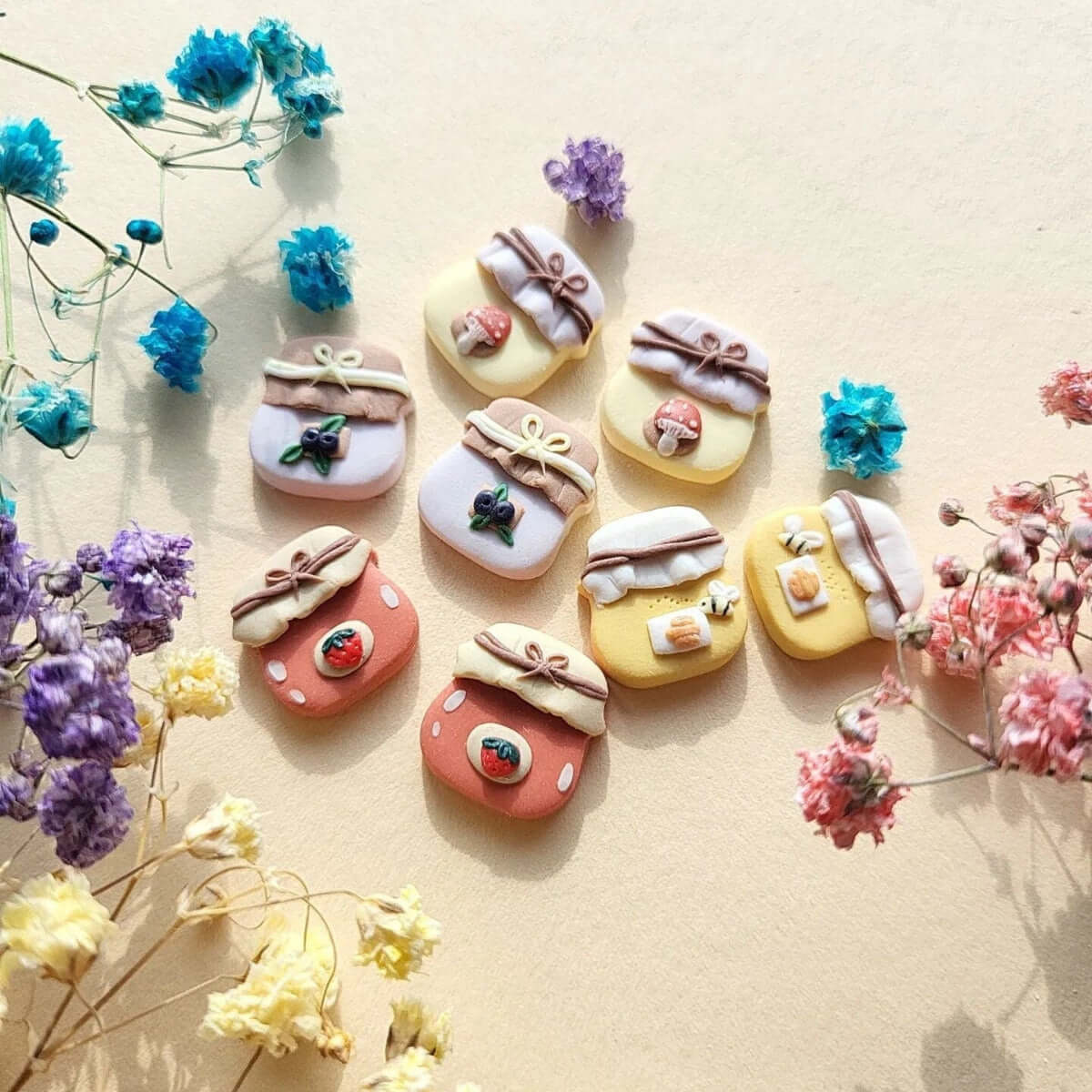 Cute jam stud earrings - Handmade polymer clay food earrings