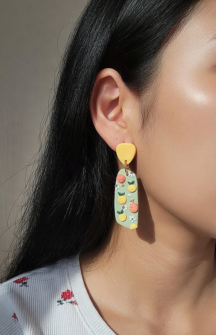 Cute lemon polymer clay earrings - Rankų darbo auskarai su citrinomis