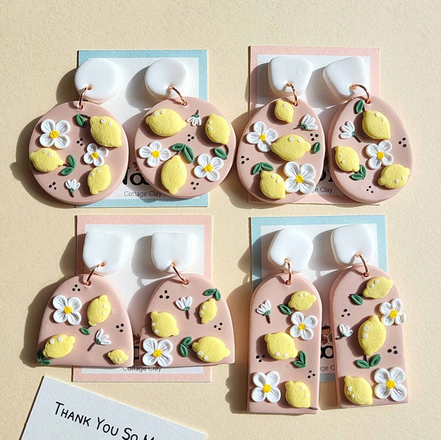 Handmade lemon earrings