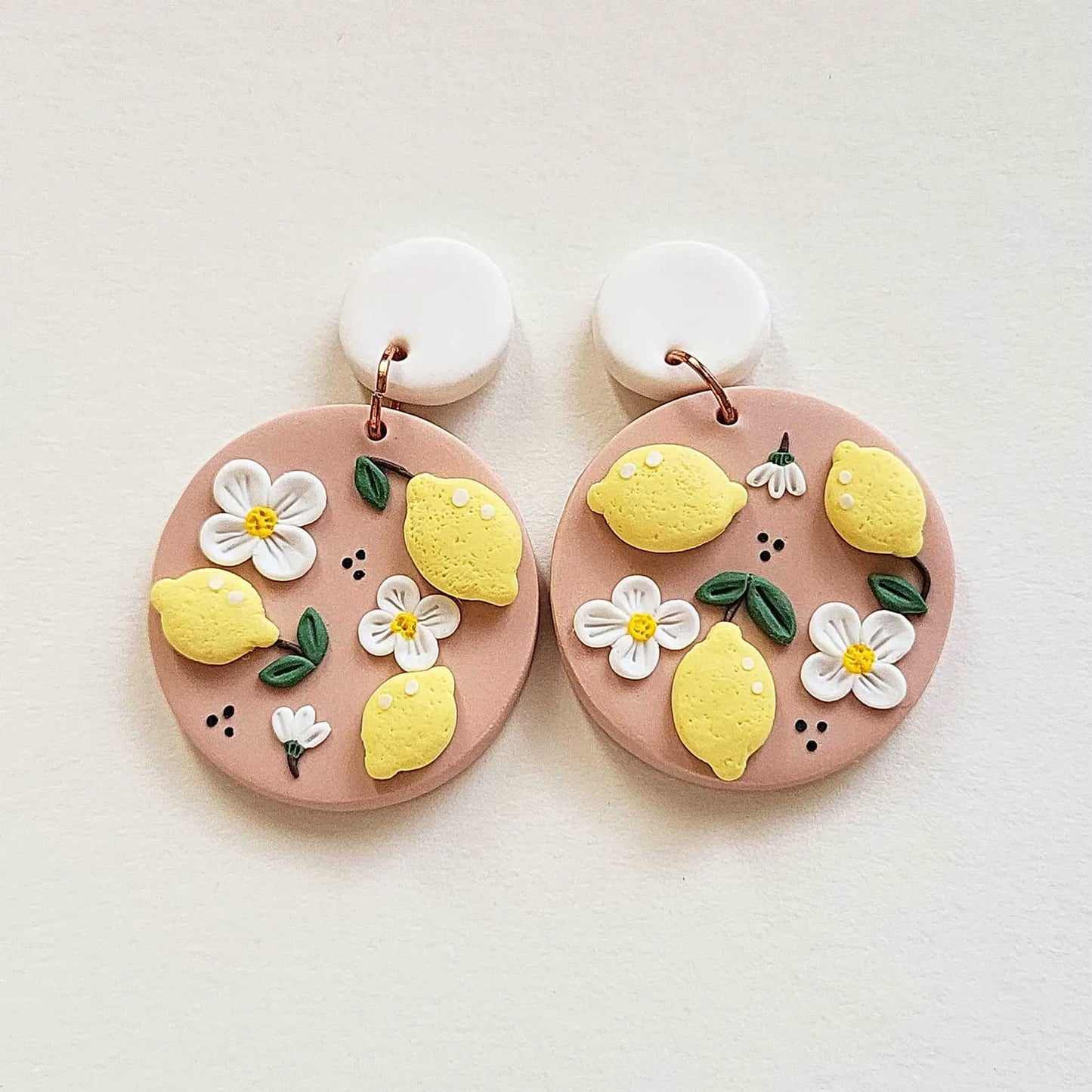 Fun summer fruit lemon earrings