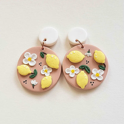 Fun summer fruit lemon earrings