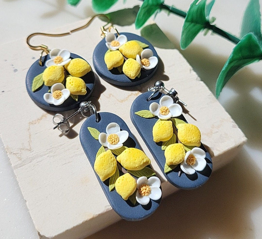 Polymer clay lemon earrings