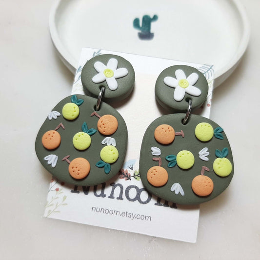 Cute lemon and orange earrings