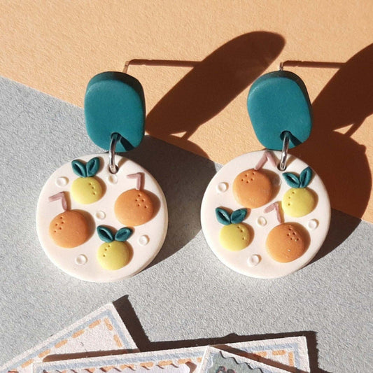 Lemon & orange earrings polymer clay