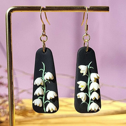 Lily Of The Valley Earrings - handmade polymer clay flower earrings - Ranku darbo auskarai su gelemis