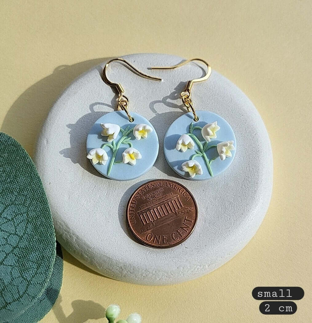 Lily of the valley flower polymer clay earrings