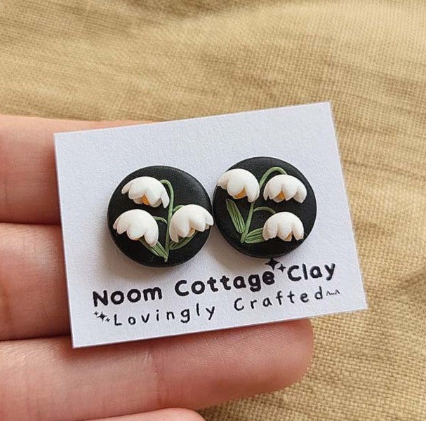 Handmade Lily of the valley stud earrings - Rankų darbo auskarai „Pakalnutės“